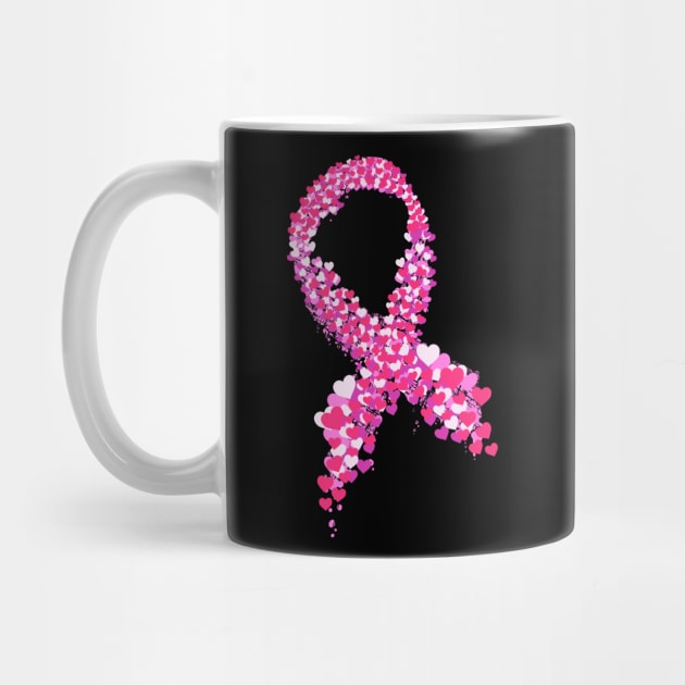 Breast Cancer Awareness Pink Hearts And Ribbon Product by Linco